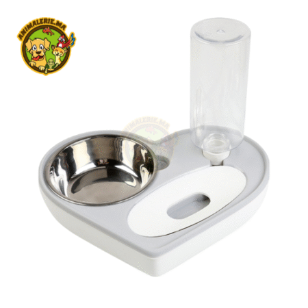 Bol de nourriture pour animaux en acier inoxydable avec distributeur d eau, Gamelles pour croquettes