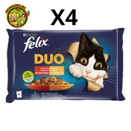 Felix Duo Festin de Saveurs en Gélatine pour Chats – 4x85g | Double Saveur