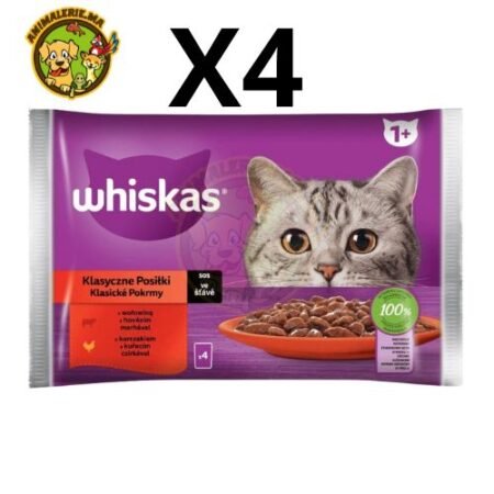 WHISKAS Sachets fraîcheur. 4 variétés pour Chat Adulte. viande 24x85g