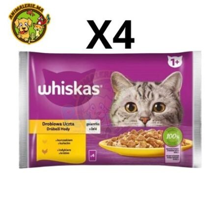 WHISKAS (4 variétés) - Pâtée pour Chat Adulte en Gelée poulet