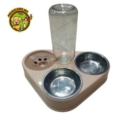 Bol de nourriture pour animaux en acier inoxydable avec distributeur d eau, Gamelles pour croquettes