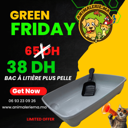 bac a litière gris avec pelle